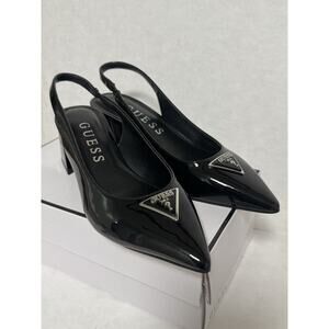 Guess Women’s Zanda Block Heel Slingback Shoes Black Size 7.5 M NWB
